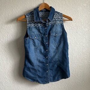 Pearl Snap Jean Tank Top